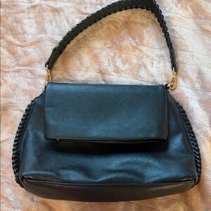 Moda Luxe Black Braided-Trim Shoulder Bag